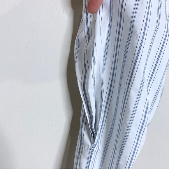 NEW A.L.C. Enzo Puff Sleeve Striped Poplin Wrap Dress (Sz 6) White Salmon - Picture 9 of 15